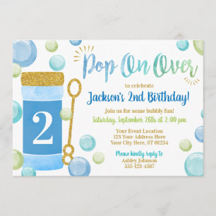 Convite de aniversário para Bubble   Aquarela, Azu