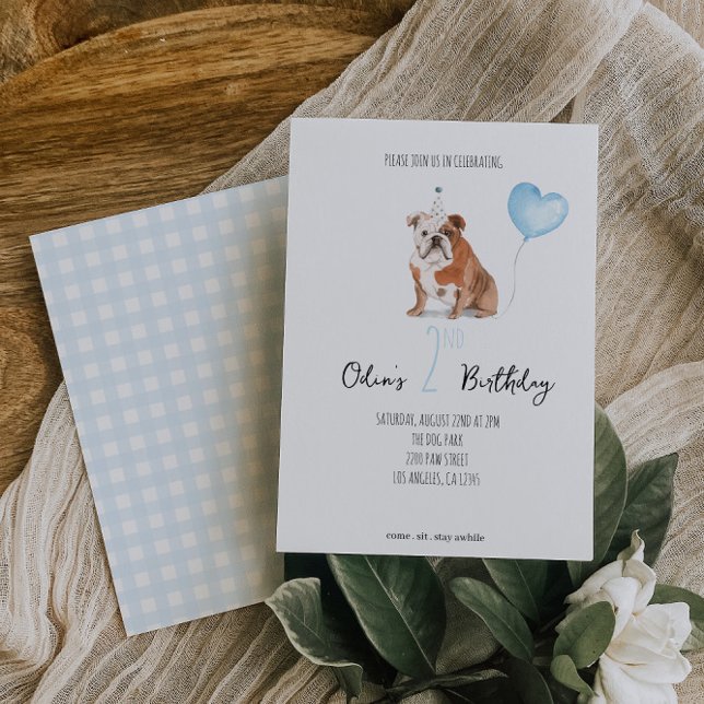 Convite de Aniversário para Bulldog Inglês - Menin (Criador carregado)