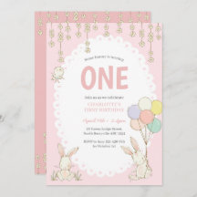 Convite de Aniversário para Bunny Balloons