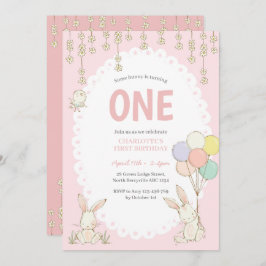 Convite de Aniversário para Bunny Balloons