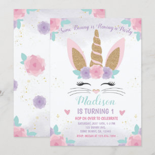 Convite de aniversário para Bunny Unicorn, Bunny B