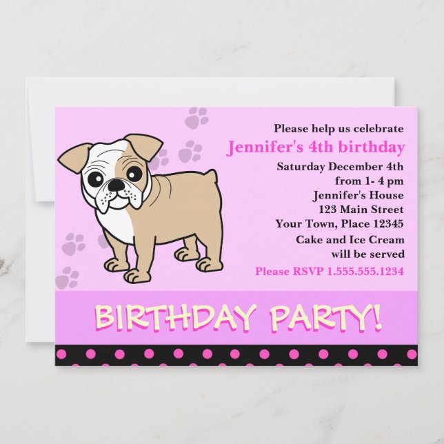Convite de aniversário para Cachorro (Frente)