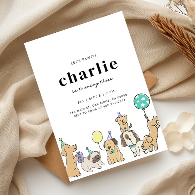 Convite de Aniversário para Cachorro Pawty vamos (Criador carregado)