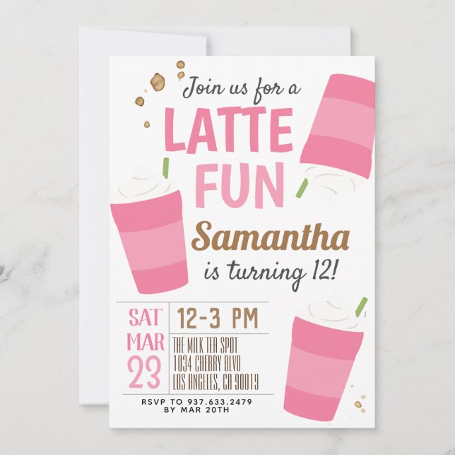 Convite De Aniversário Para Café De Diversão Later (Frente)