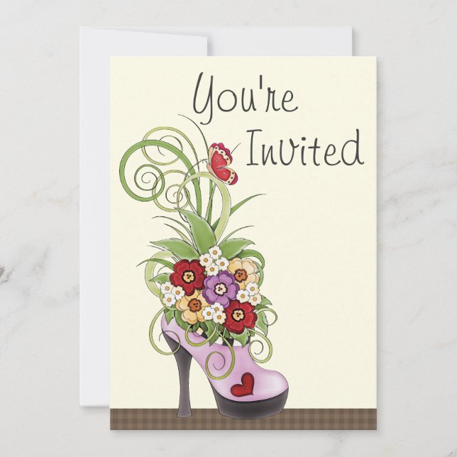 Convite de aniversário para Calçados de alto salto (Frente)