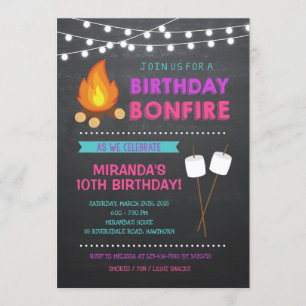 Convite de Aniversário para Camp Bonfire
