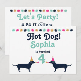 Convite de Aniversário para Cão de Dachshund Wiene