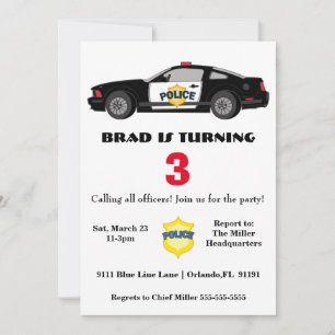 Convite de Aniversário para Carro de Polícia Legal