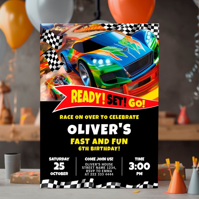 Convite de Aniversário para Carros Race (Criador carregado)