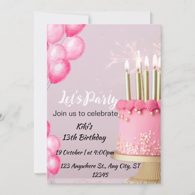 CONVITE DE ANIVERSÁRIO PARA CARTÕES (Frente)