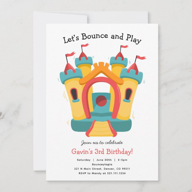 Convite de Aniversário para Casa de Saltos (Frente)