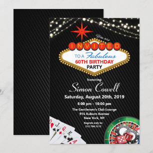 Convite de Aniversário para Cassino de Vegas para