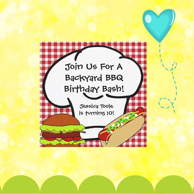 Convite de aniversário para CHURRASCO de quintal (Fun Summer BBQ Birthday Invite!)