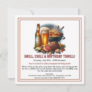 Convite de aniversário para CHURRASCO de Verão com
