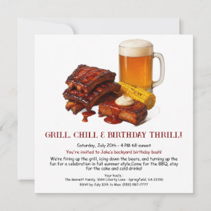 Convite de aniversário para CHURRASCO de Verão com