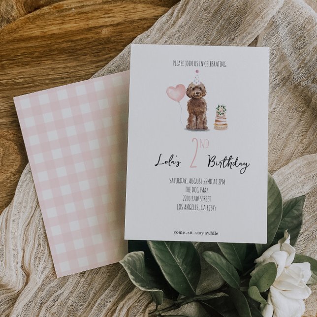 Convite de aniversário para Cockapoo - Rapariga (Criador carregado)