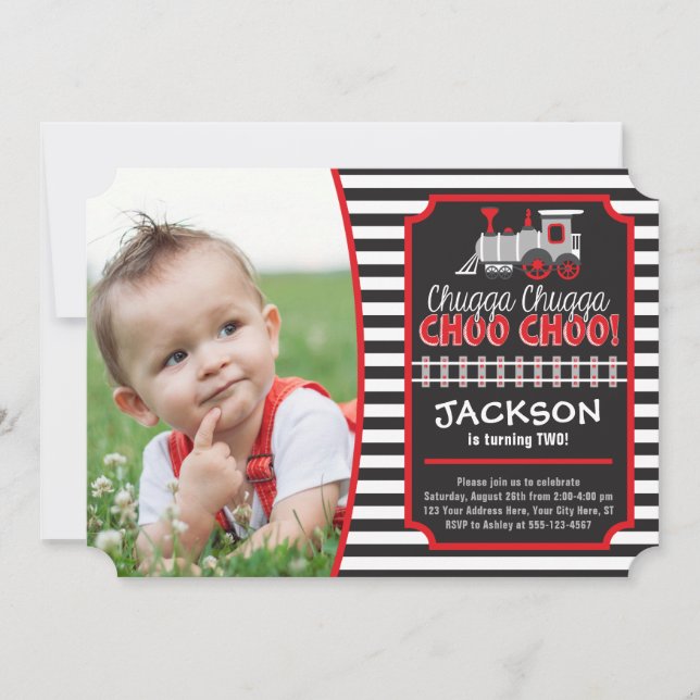 Convite de Aniversário para Comboios com Envelopes (Frente)