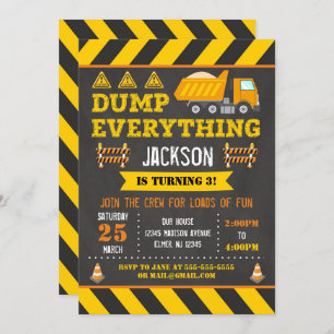 Convite de Aniversário para Construção Despejo De