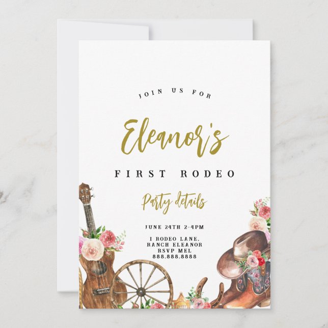 Convite de Aniversário para Cowgirl Western Countr (Frente)