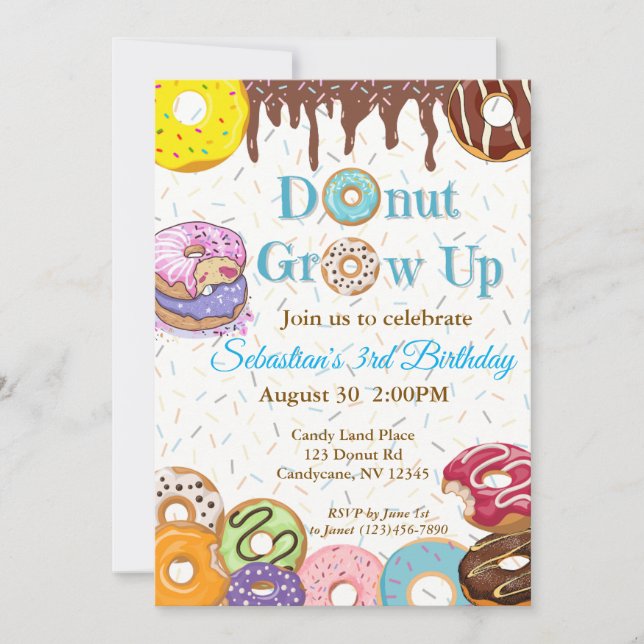 Convite de aniversário para "Crescer a Rosquinha" (Frente)