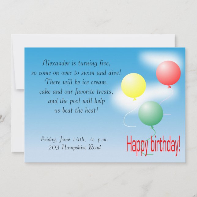 Convite de aniversário para crianças (Frente)