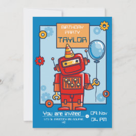 convite de aniversário para crianças com robô