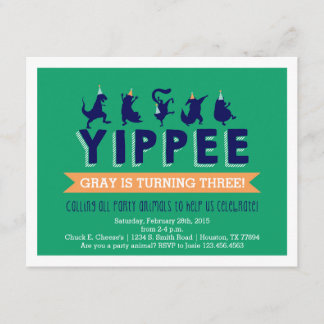 Convite de Aniversário para Crianças de Animais de