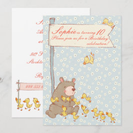 Convite de Aniversário para Crianças de Urso e Duc