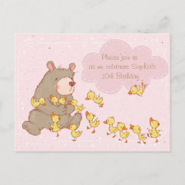 Convite de Aniversário para Crianças de Urso e Duc