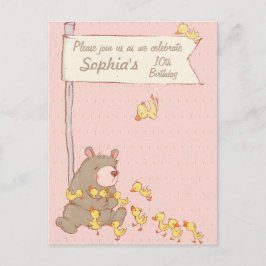Convite de Aniversário para Crianças de Urso e Duc