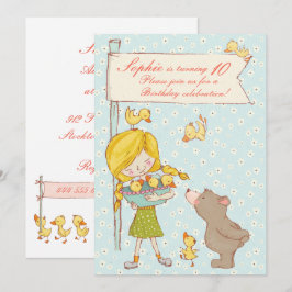 Convite de Aniversário para Crianças de Urso e Duc
