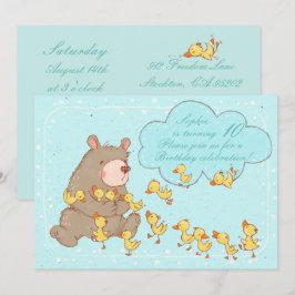 Convite de Aniversário para Crianças de Urso e Duc