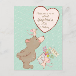 Convite de Aniversário para Crianças de Urso e Rat