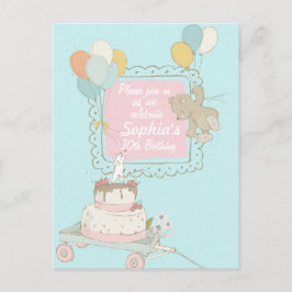 Convite de Aniversário para Crianças de Urso e Rat