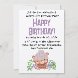 Convite De Aniversário Para Crianças Do Beanie Bea