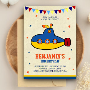 Convite de Aniversário para Crianças do Submarino 