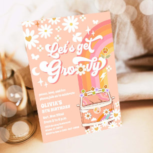Convite de Aniversário para Crianças Groovy Retro