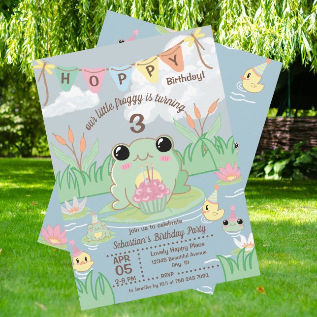 Convite de Aniversário para Crianças Hoppy Birthda (Criador carregado)