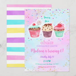 Convite de Aniversário para Cupcake Bonito