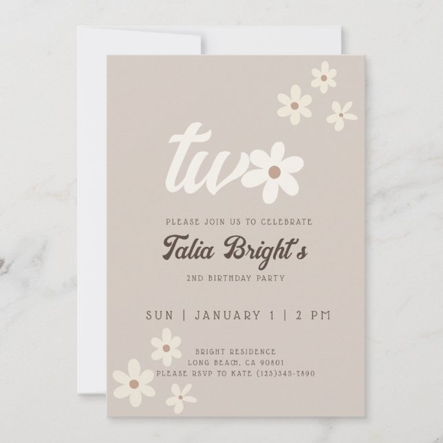 Convite de aniversário para Daisy Boho (Frente)