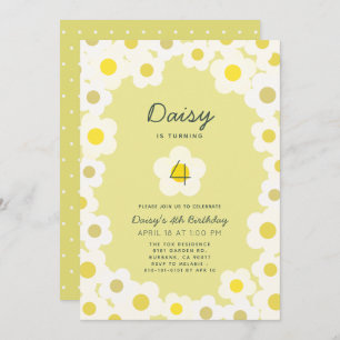 Convite de Aniversário para Daisy Floral Yellow