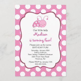 Convite de Aniversário para Damibugs Rosa Doce