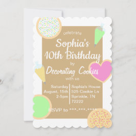 Convite de Aniversário para Decoração de Cookie
