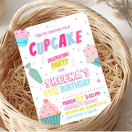 Convite de Aniversário para Decoração de Cupcake 