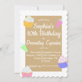 Convite de Aniversário para Decoração de cupcakes