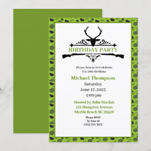 Convite de aniversário para Deer Hunter Camouflag