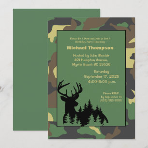 Convite de aniversário para Deer Hunter Camouflag