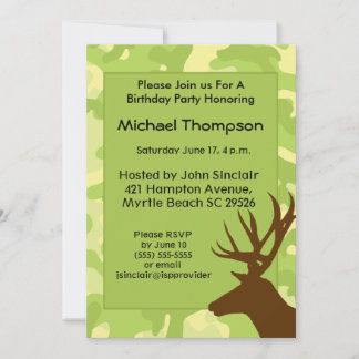Convite de aniversário para Deer Hunter Camouflage