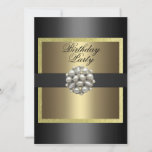 Convite de Aniversário para Design de Pérola Doura<br><div class="desc">Convite de Aniversário para o Design de Pérola Dourada e Negra</div>
