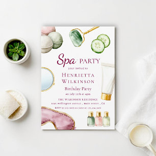 Convite de Aniversário para Dia de Spa Elegante Aq